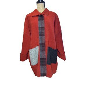 CAMELEON Womens Wool Blend Sweater Cardigan Jacket Burnt Orange MEDIUM Oversized